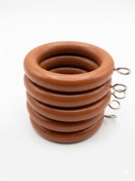Homeelabador 12 X Premium 35mm Terracotta Colour Solid Wood Curtain Pole Rings With Eyelets For Curtain Poles