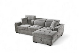 Grey Chenille Fabric Corner Sofa Bed With Storage 2C1 Sofabed - thumbnail 3