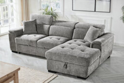 Grey Chenille Fabric Corner Sofa Bed With Storage 2C1 Sofabed - thumbnail 1