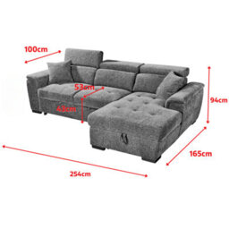 Grey Chenille Fabric Corner Sofa Bed With Storage 2C1 Sofabed - thumbnail 9