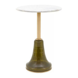 Xample Gallery Bilbao Green Side Table White Marble Top Glass Base Metal Stem Retro Modern Living Room Accent Table - thumbnail 3