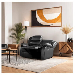 Roma Electric Leather Recliner 3+2 Seater Sofa Set Black - thumbnail 4