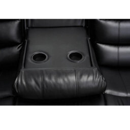 Roma Electric Leather Recliner 3+2 Seater Sofa Set Black - thumbnail 5