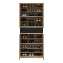 Furniture To Go Naia Shoe Cabinet With 4 Doors 1 Drawer In Jackson Hickory Oak And Black (W) 80.4 X  (H) 191.7 X (D) 40Cm - thumbnail 9