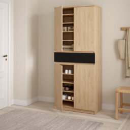 Furniture To Go Naia Shoe Cabinet With 4 Doors 1 Drawer In Jackson Hickory Oak And Black (W) 80.4 X  (H) 191.7 X (D) 40Cm - thumbnail 8