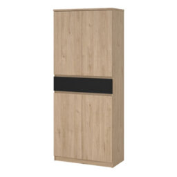 Furniture To Go Naia Shoe Cabinet With 4 Doors 1 Drawer In Jackson Hickory Oak And Black (W) 80.4 X  (H) 191.7 X (D) 40Cm - thumbnail 3