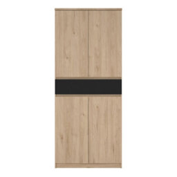 Furniture To Go Naia Shoe Cabinet With 4 Doors 1 Drawer In Jackson Hickory Oak And Black (W) 80.4 X  (H) 191.7 X (D) 40Cm - thumbnail 2