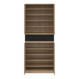 Furniture To Go Naia Shoe Cabinet With 4 Doors 1 Drawer In Jackson Hickory Oak And Black (W) 80.4 X  (H) 191.7 X (D) 40Cm - thumbnail 7