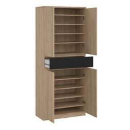 Furniture To Go Naia Shoe Cabinet With 4 Doors 1 Drawer In Jackson Hickory Oak And Black (W) 80.4 X  (H) 191.7 X (D) 40Cm - thumbnail 5