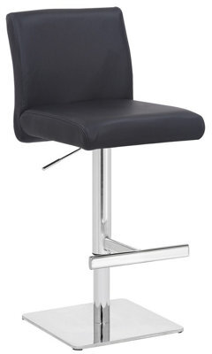 Lamboro Snella Deluxe Breakfast Bar Stool, Chrome Footrest, Height Adjustable Swivel Gas Lift, Home Bar & Kitchen Barstool, Black - image 1