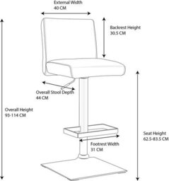 Lamboro Snella Deluxe Breakfast Bar Stool, Chrome Footrest, Height Adjustable Swivel Gas Lift, Home Bar & Kitchen Barstool, Black - thumbnail 6