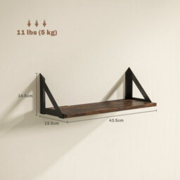 Homcom Set Of 3 Vintage Wall Shelves For Living Room Rustic Brown - thumbnail 3