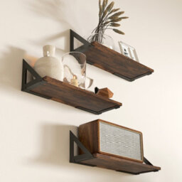 Homcom Set Of 3 Vintage Wall Shelves For Living Room Rustic Brown - thumbnail 9