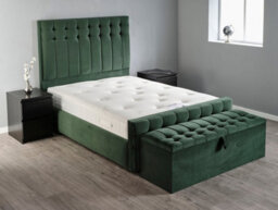 Divan Base Direct Portia Ottoman Storage Box 4Ft6 Double - Plush Velvet Emerald Green - thumbnail 2