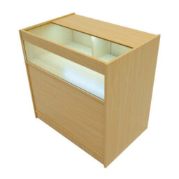 MonsterShop Maple Shop Counter Led Light B 900mm Lockable Sliding Doors 2 Keys Retail Storage Unit Display Showcase Cabinet Reception Desk - thumbnail 7