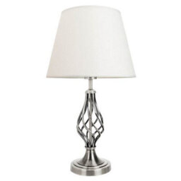 Happy Homewares Traditional Satin Nickel Table Lamp With Barley Twist Base And Linen Shade - thumbnail 2