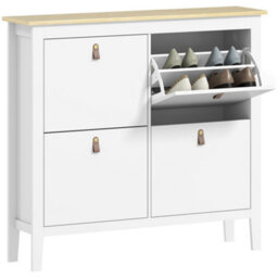 Homcom 4 Drawer Shoe Cabinet With Flip Doors For Hallway, Entryway, White - thumbnail 2