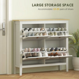 Homcom 4 Drawer Shoe Cabinet With Flip Doors For Hallway, Entryway, White - thumbnail 4