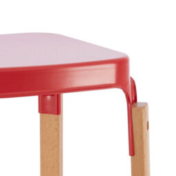 Save On Goods UK Pair Of Metal & Wood Kitchen Bar Stools. Red Barstools - thumbnail 3