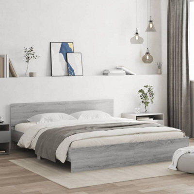 Berkfield Bed Frame Without Mattress Grey Sonoma 180X200 Cm Super King - image 1