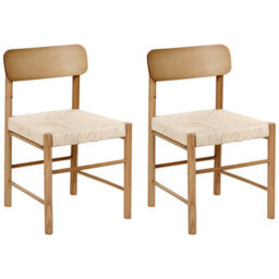 Beliani Set Of 2 Dining Chairs Digne Wood Brown - thumbnail 1
