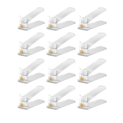 Hygrad Built to Survive Clear Adjustable Acrylic Shoe Slot Organizer 12 Pack Stackable Space Saver Rack For Closet & Wardrobe, 3-Height Shoe Holder - image 1