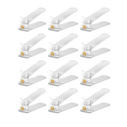 Hygrad Built to Survive Clear Adjustable Acrylic Shoe Slot Organizer 12 Pack Stackable Space Saver Rack For Closet & Wardrobe, 3-Height Shoe Holder - thumbnail 1