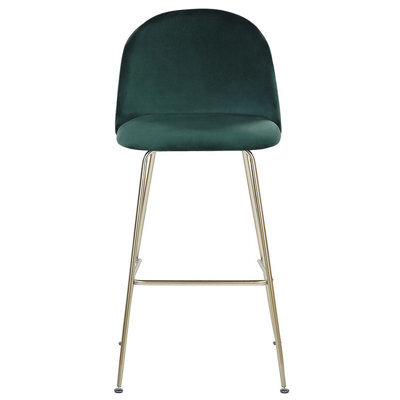 Beliani Glam Design Counter-Height Bar Chairs Set Of 2 Green Velvet With Gold Frame - image 1