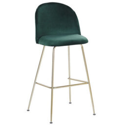 Beliani Glam Design Counter-Height Bar Chairs Set Of 2 Green Velvet With Gold Frame - thumbnail 4