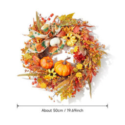 Thehotsale 50Cm Dia Wreath Halloween Artificial Pumpkin Maple Leaves Wreath - thumbnail 8
