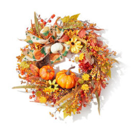 Thehotsale 50Cm Dia Wreath Halloween Artificial Pumpkin Maple Leaves Wreath - thumbnail 3