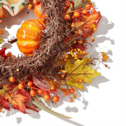 Thehotsale 50Cm Dia Wreath Halloween Artificial Pumpkin Maple Leaves Wreath - thumbnail 7
