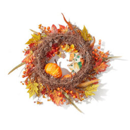 Thehotsale 50Cm Dia Wreath Halloween Artificial Pumpkin Maple Leaves Wreath - thumbnail 4