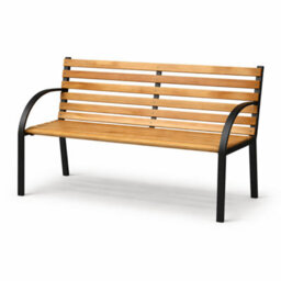 2 Seater Garden Bench With Hardwood Slats & Powder, Coated Steel Frame, Outdoor Patio Seating For Garden - thumbnail 8