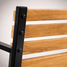 2 Seater Garden Bench With Hardwood Slats & Powder, Coated Steel Frame, Outdoor Patio Seating For Garden - thumbnail 2
