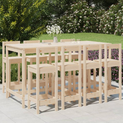Berkfield 9 Piece Garden Bar Set Solid Wood Pine - image 1