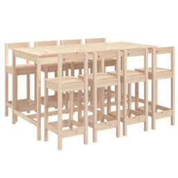 Berkfield 9 Piece Garden Bar Set Solid Wood Pine - thumbnail 2