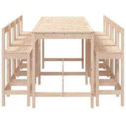 Berkfield 9 Piece Garden Bar Set Solid Wood Pine - thumbnail 5