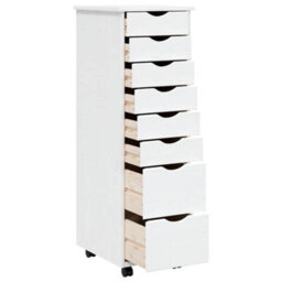 Walplus Rolling Cabinet With Drawers Moss White Solid Wood Pine - thumbnail 4