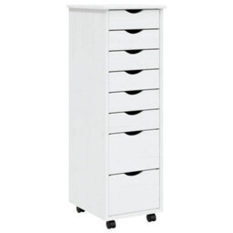 Walplus Rolling Cabinet With Drawers Moss White Solid Wood Pine - thumbnail 2