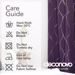 Deconovo Blackout Ring Top Thermal Insulated Curtains, Gold Wave Foil Printed Curtains, W52 X L90 Inch, Purple Crape, One Pair - thumbnail 9