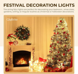 Globrite 20M 200 Led Fairy Lights Warm White Plug In Indoor Outdoor String Lights With 8 Modes - thumbnail 2