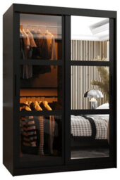 Arte Parma Ii Sliding Door Wardrobe (H2000mm W1200mm D620mm) With Shelves -Black Matt