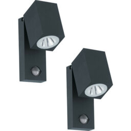2 Pack Ip44 Outdoor Wall Lights With Pir Sensor - Modern Anthracite Aluminium 5W Led - thumbnail 1