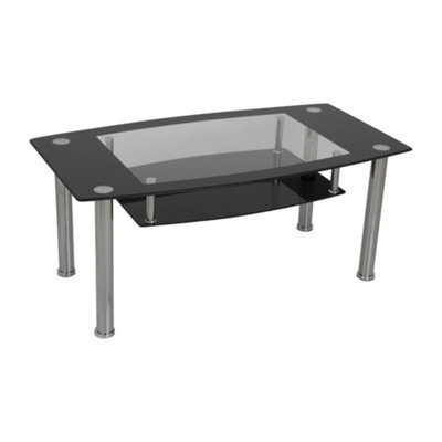 Avf 110Cm X 60Cm Coffee Table - Black Glass & Chrome - image 1