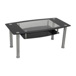 Avf 110Cm X 60Cm Coffee Table  - Black Glass & Chrome
