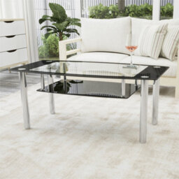 Avf 110Cm X 60Cm Coffee Table  - Black Glass & Chrome - thumbnail 5