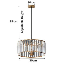 Ledsone Modern Crystal Glass Shade Mini Chandelier Pendant Light, Drum Shape E27 Ceiling Hanging Light Black With Bulb, 30Cm - thumbnail 5