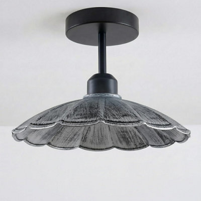 Industrial-Semi Flush Mount E27 Base Metal 22Cm Lampshade Indoor Ceiling Light For Living Room Bedroom Hallway Kitchen - image 1