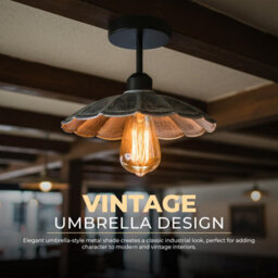 Industrial-Semi Flush Mount E27 Base Metal 22Cm Lampshade Indoor Ceiling Light For Living Room Bedroom Hallway Kitchen - thumbnail 3